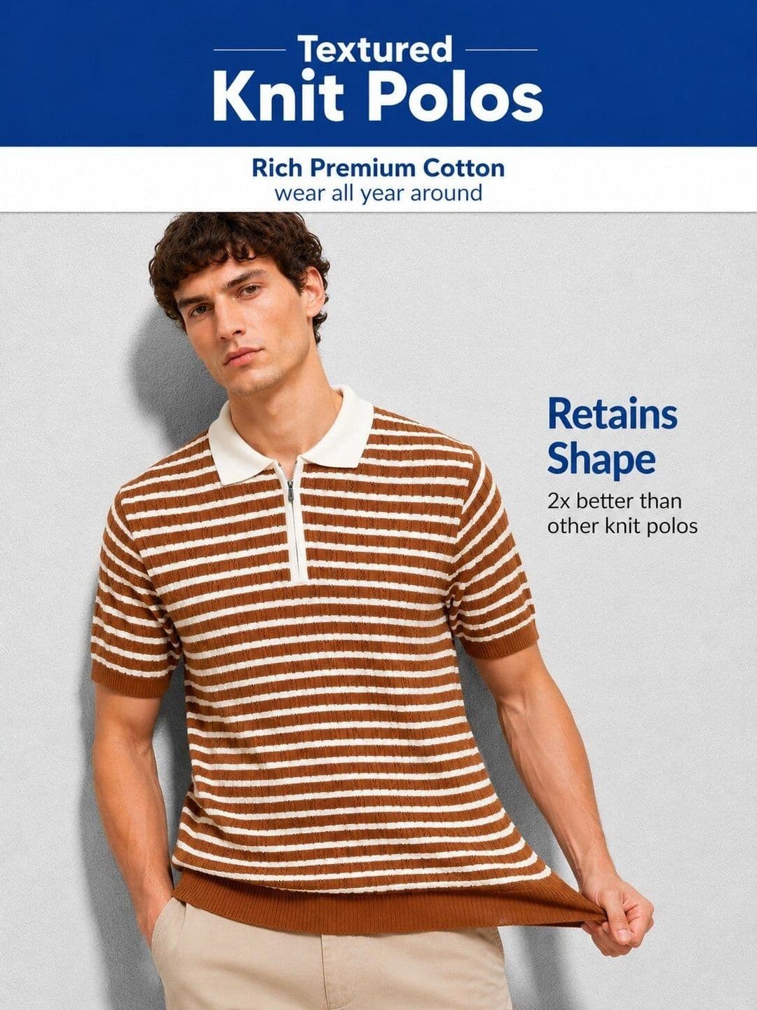 MOHICANS Men Striped Polo Collar T-shirt - view 1