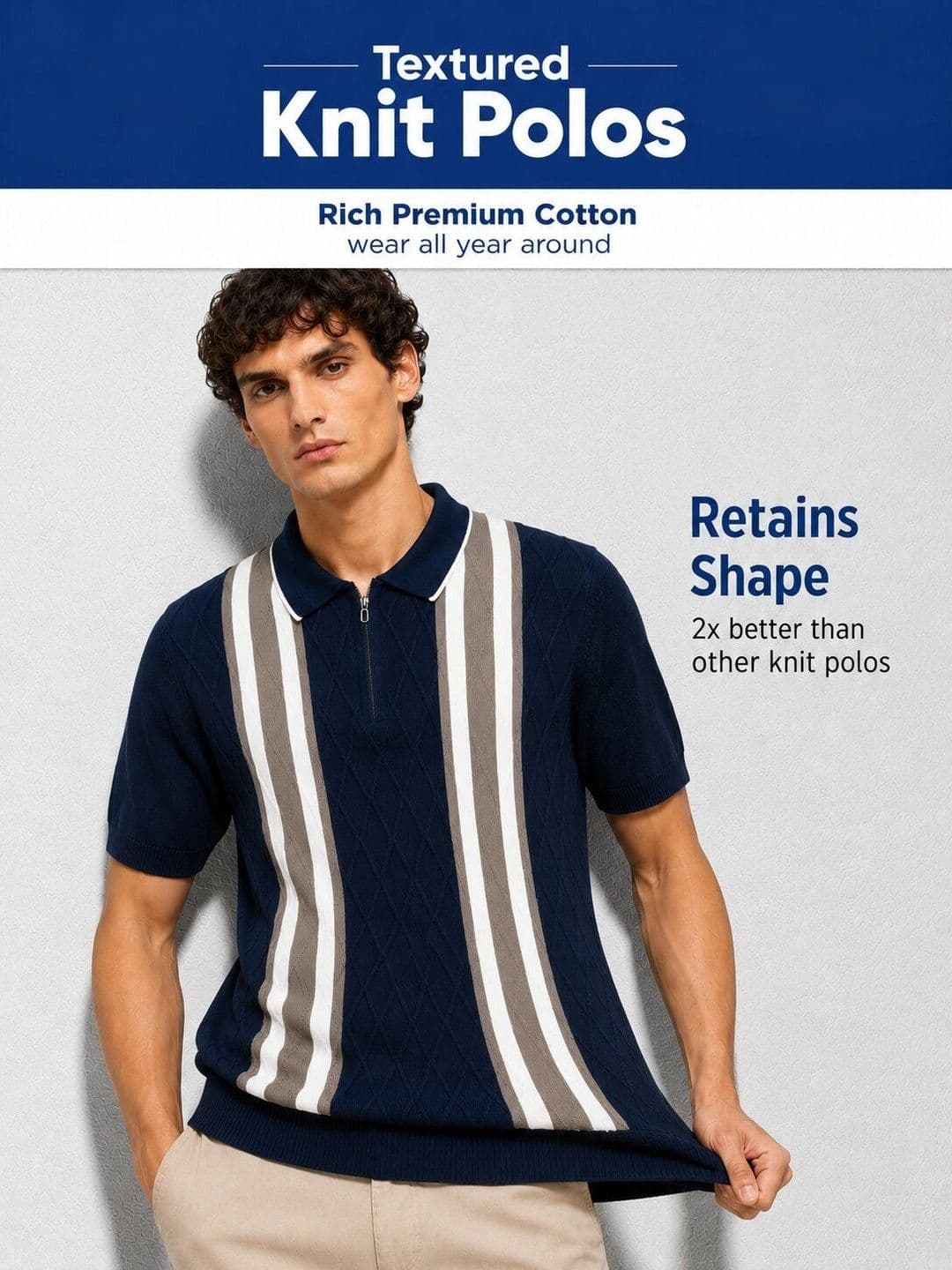 MOHICANS Men Striped Polo Collar T-shirt - view 1