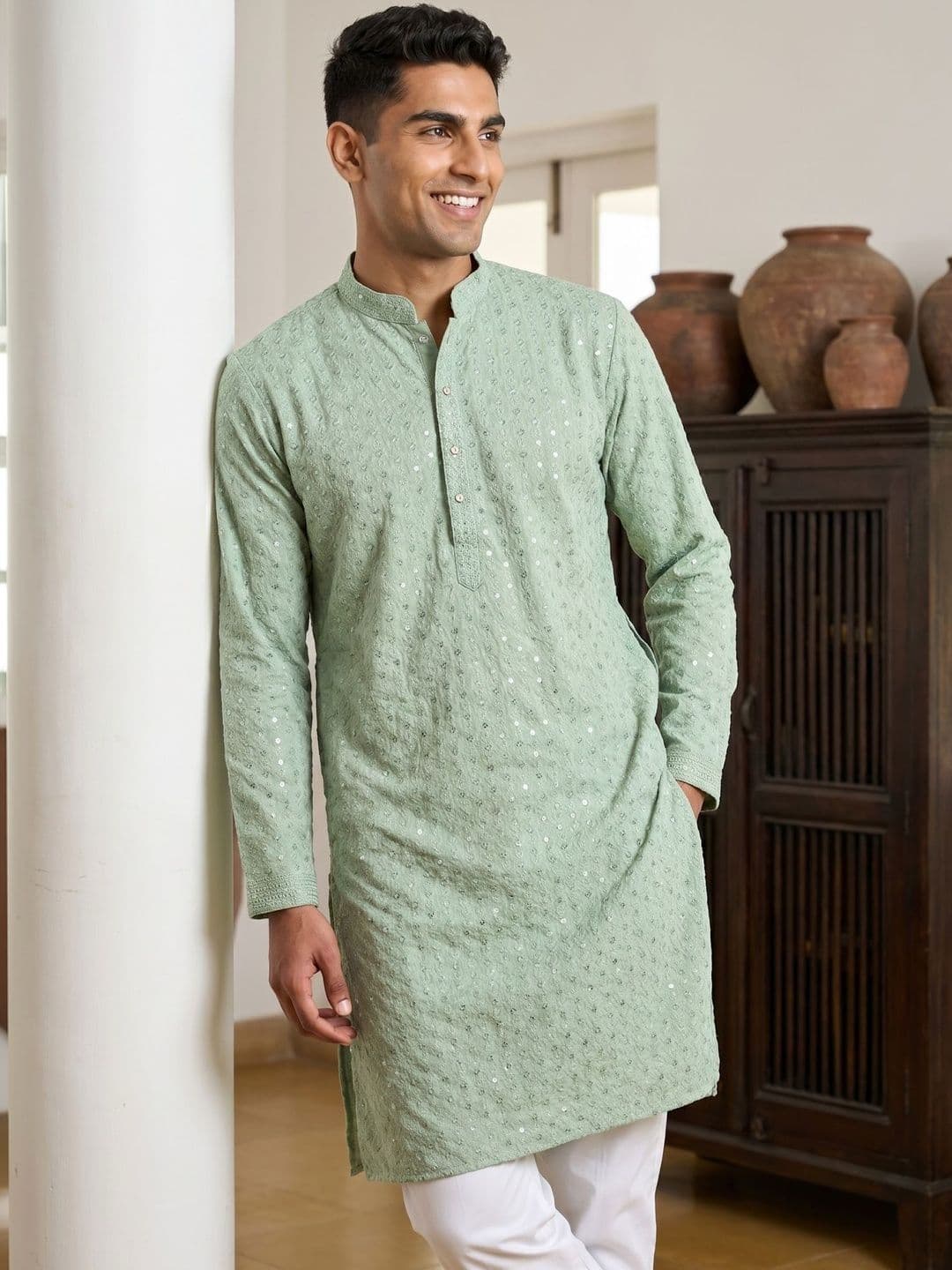 Anouk Men Embellished Sequinned Kurta - view 1