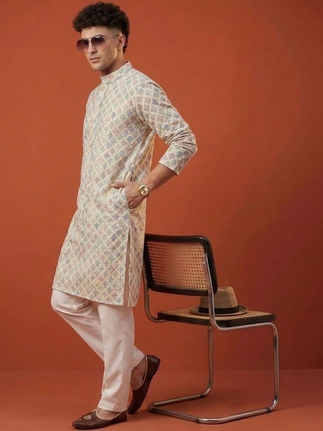 Anouk Men Embroidered Geometric Sequinned Kurta - view 1