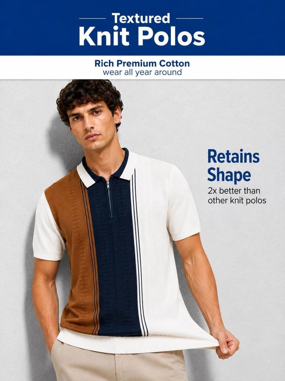 MOHICANS Colourblocked Polo Collar Pure Cotton T-shirt - view 1