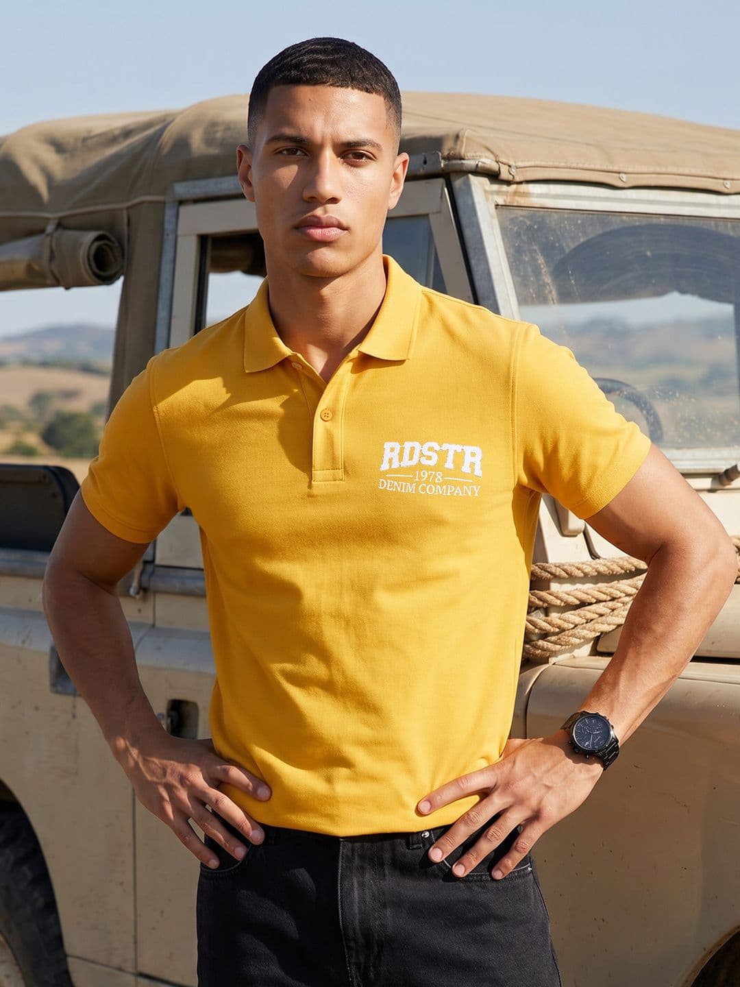 The Roadster Life Co. Brand Logo Polo Collar Pure Cotton T-shirt - view 1