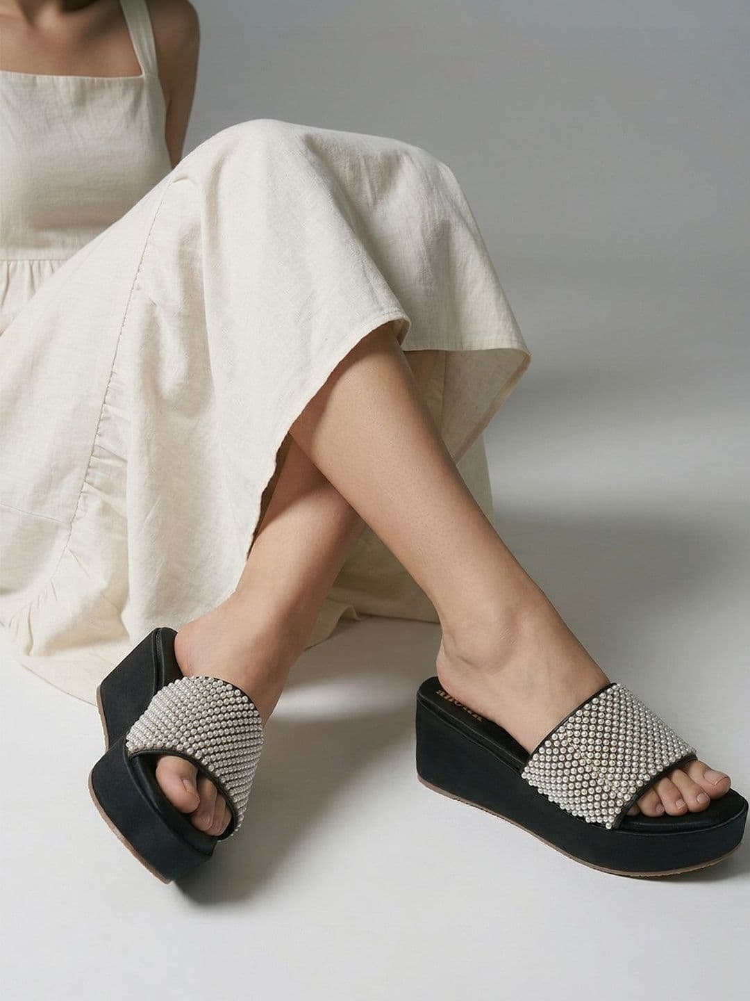 Anouk Embellished Party Wedge Peep Toes - view 1
