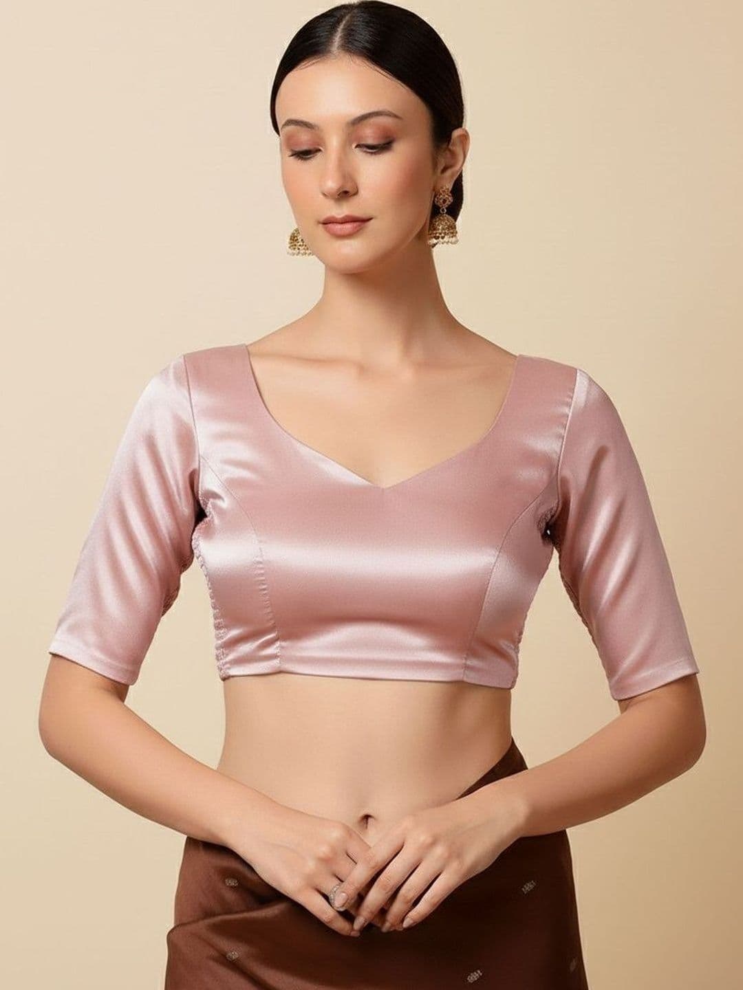 Anouk Silk Blend Solid Saree Blouse - view 1