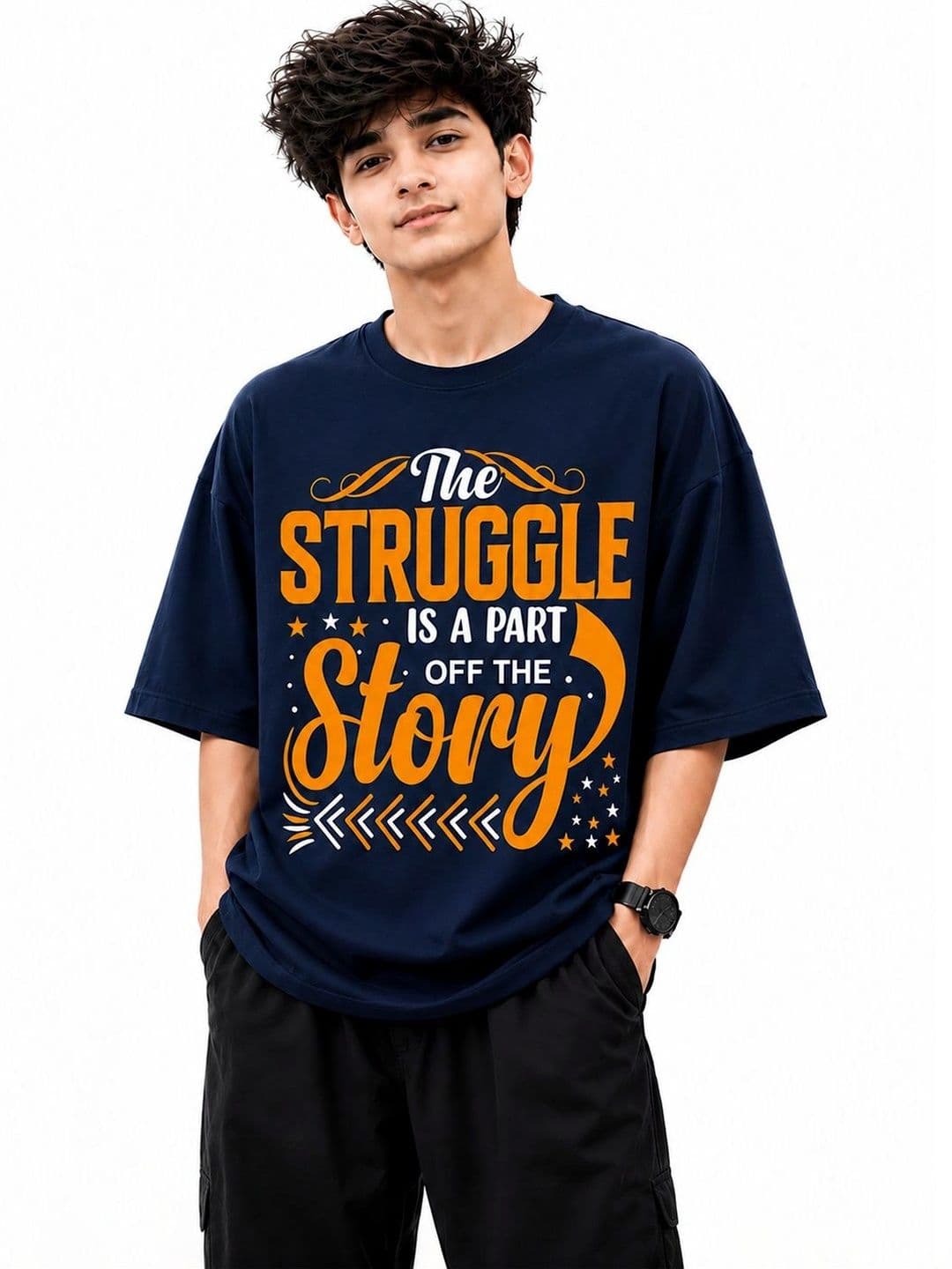 KAVYARA Men Typography Printed Pure Cotton Blend T-shirt - view 1