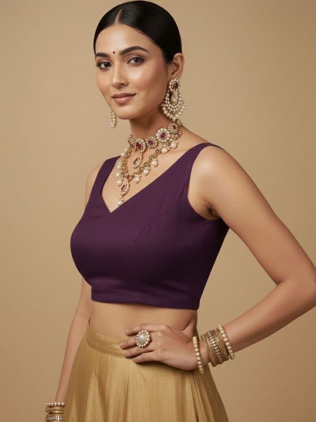 Anouk Silk Solid Saree Blouse - view 1