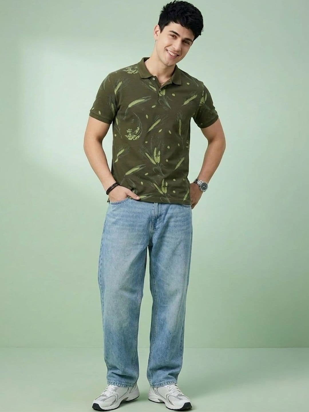 HERE&NOW Men Printed Polo Collar T-shirt - view 1