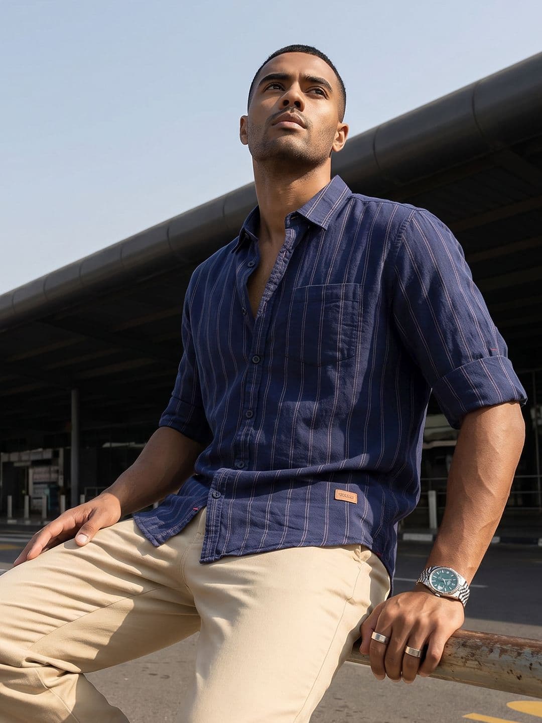 The Roadster Life Co. Vertical Striped Pure Cotton Casual Shirt - view 1