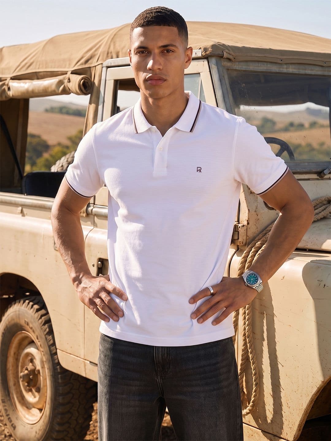Roadster Men Brand Logo Polo Collar T-shirt - view 1