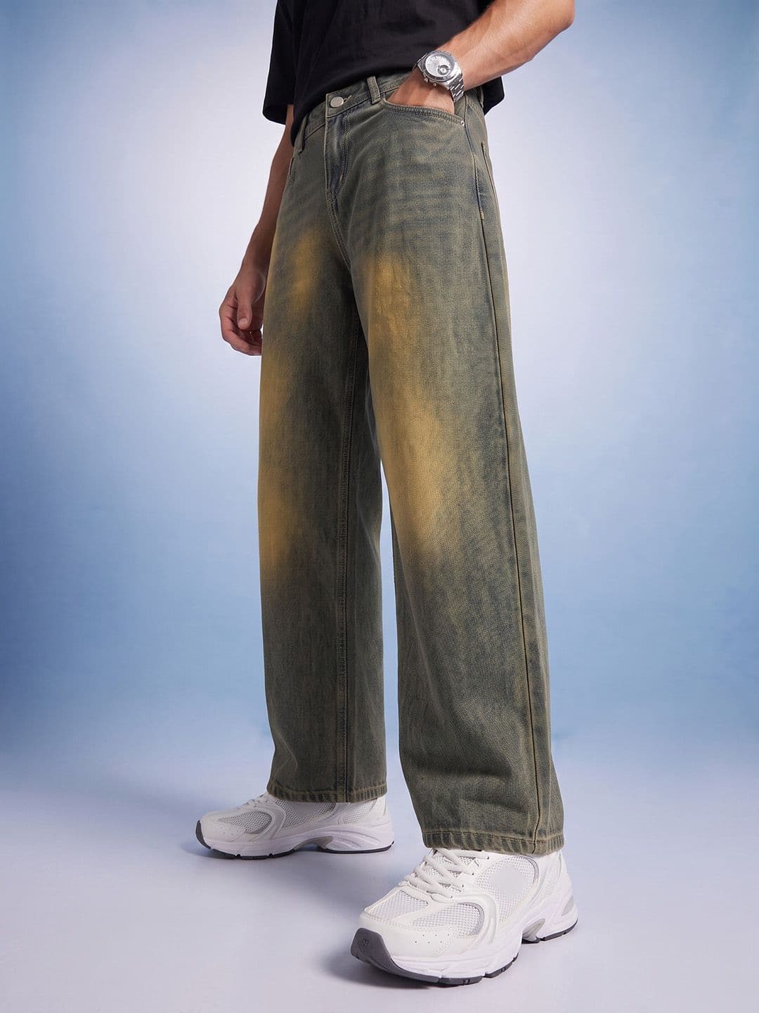 The Roadster Life Co. Men Wide Leg Heavy Fade Pure Cotton Jeans - view 1