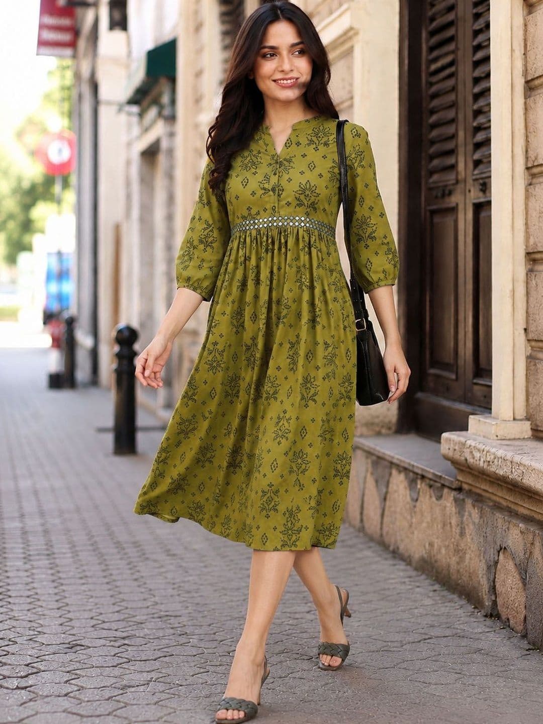 Anouk Ethnic Motifs Print A-Line Dress - view 1