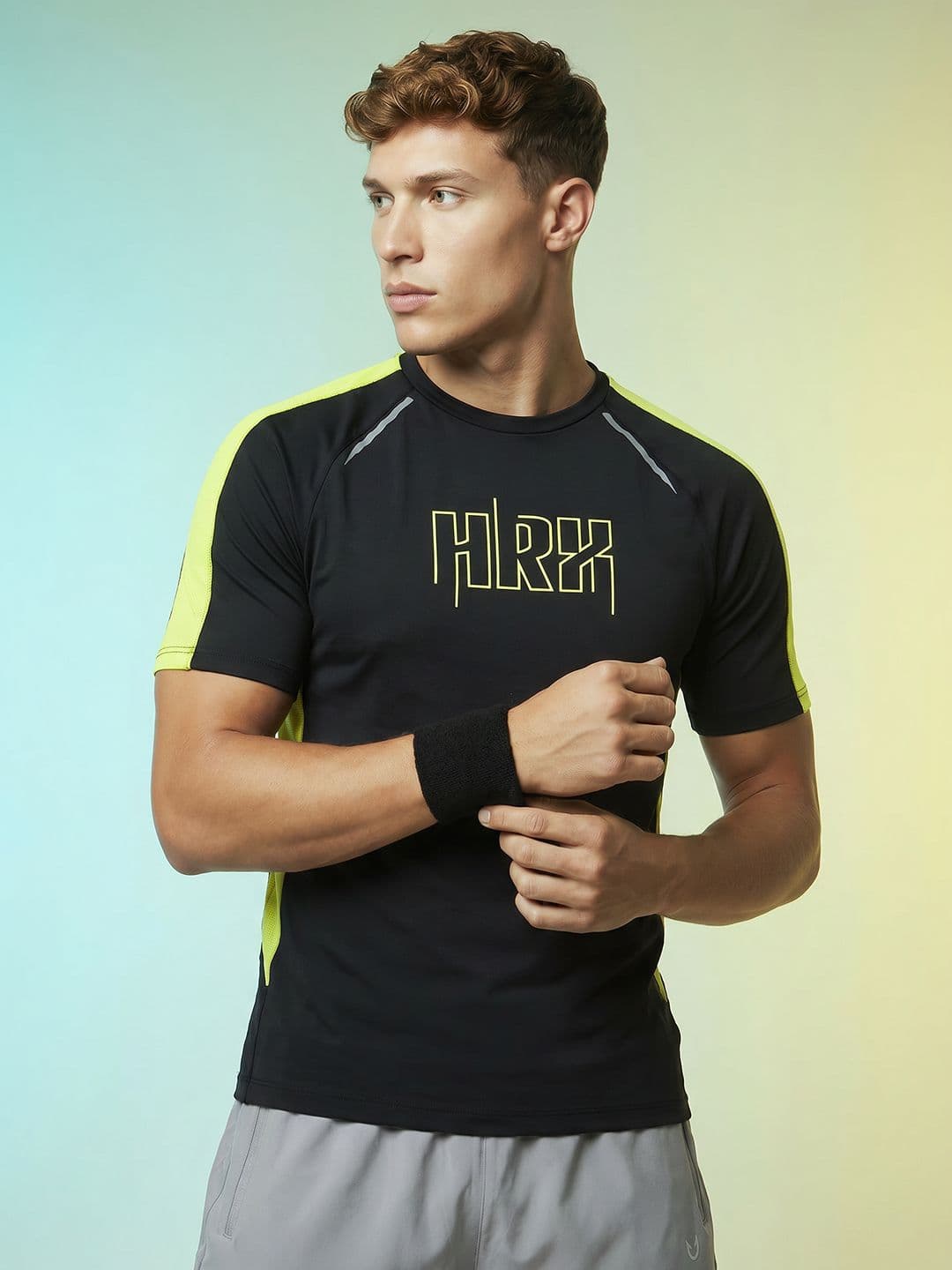 HRX by Hrithik Roshan Brand Logo Printed Rapid Dry Training T-shirt - view 1