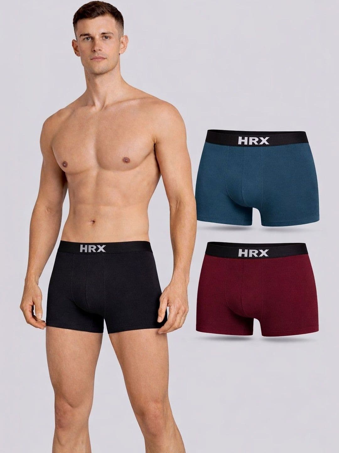 HRX by Hrithik Roshan Pack of 3 Cotton Blend Assorted Solid Trunks - view 1
