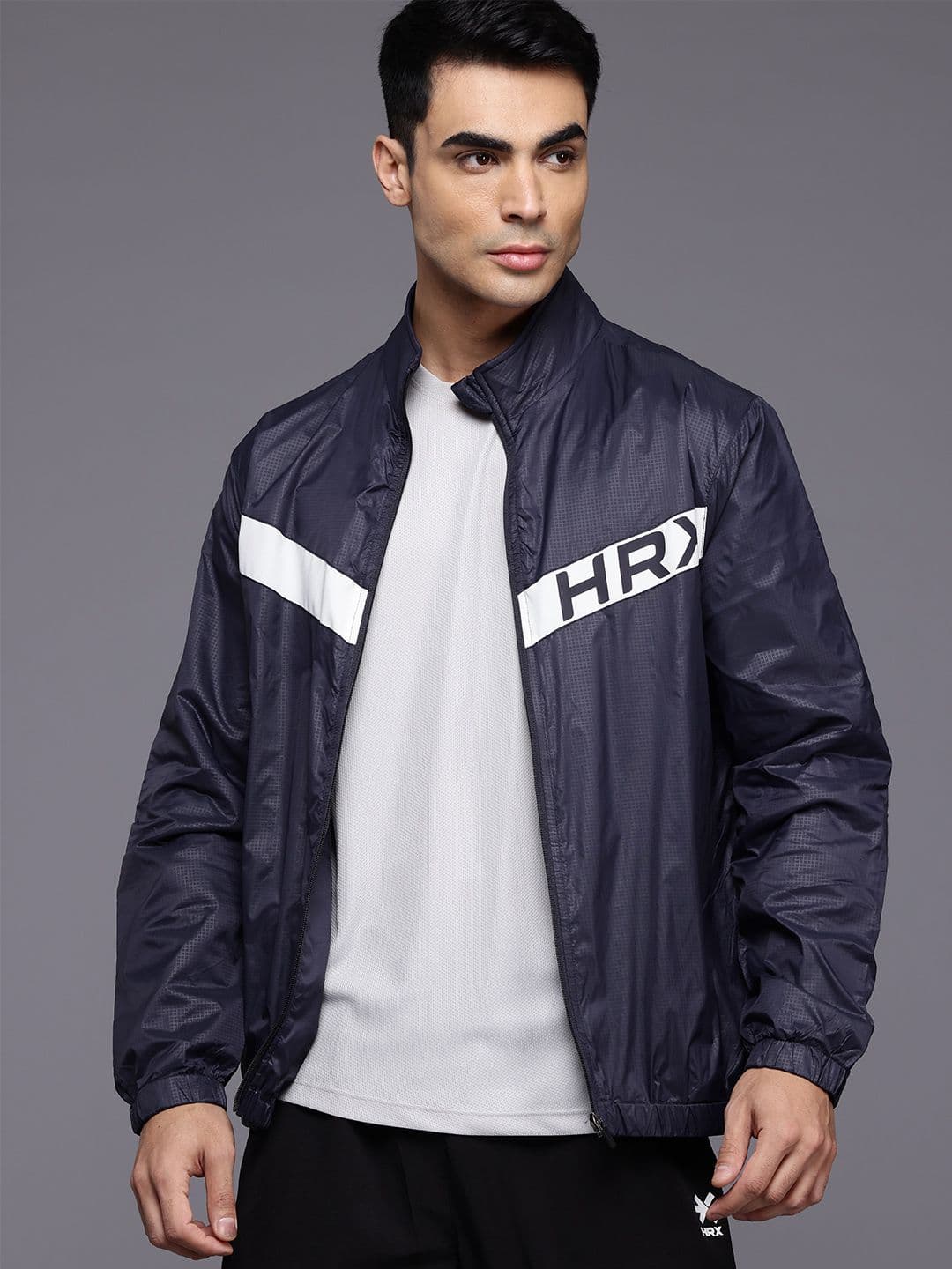 HRX by Hrithik Roshan Men Brand Logo Striped Running Sporty Jacket - view 1