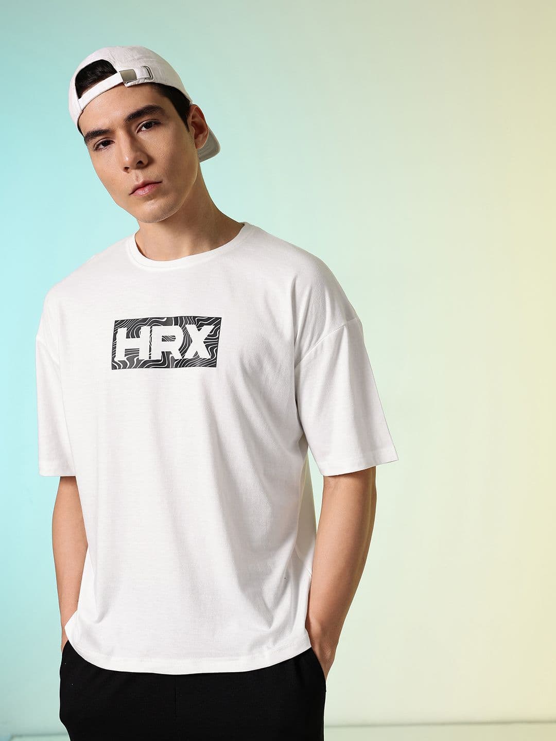 HRX by Hrithik Roshan Oversized Fit Brand Logo Printed Pure Cotton T-shirt - view 1
