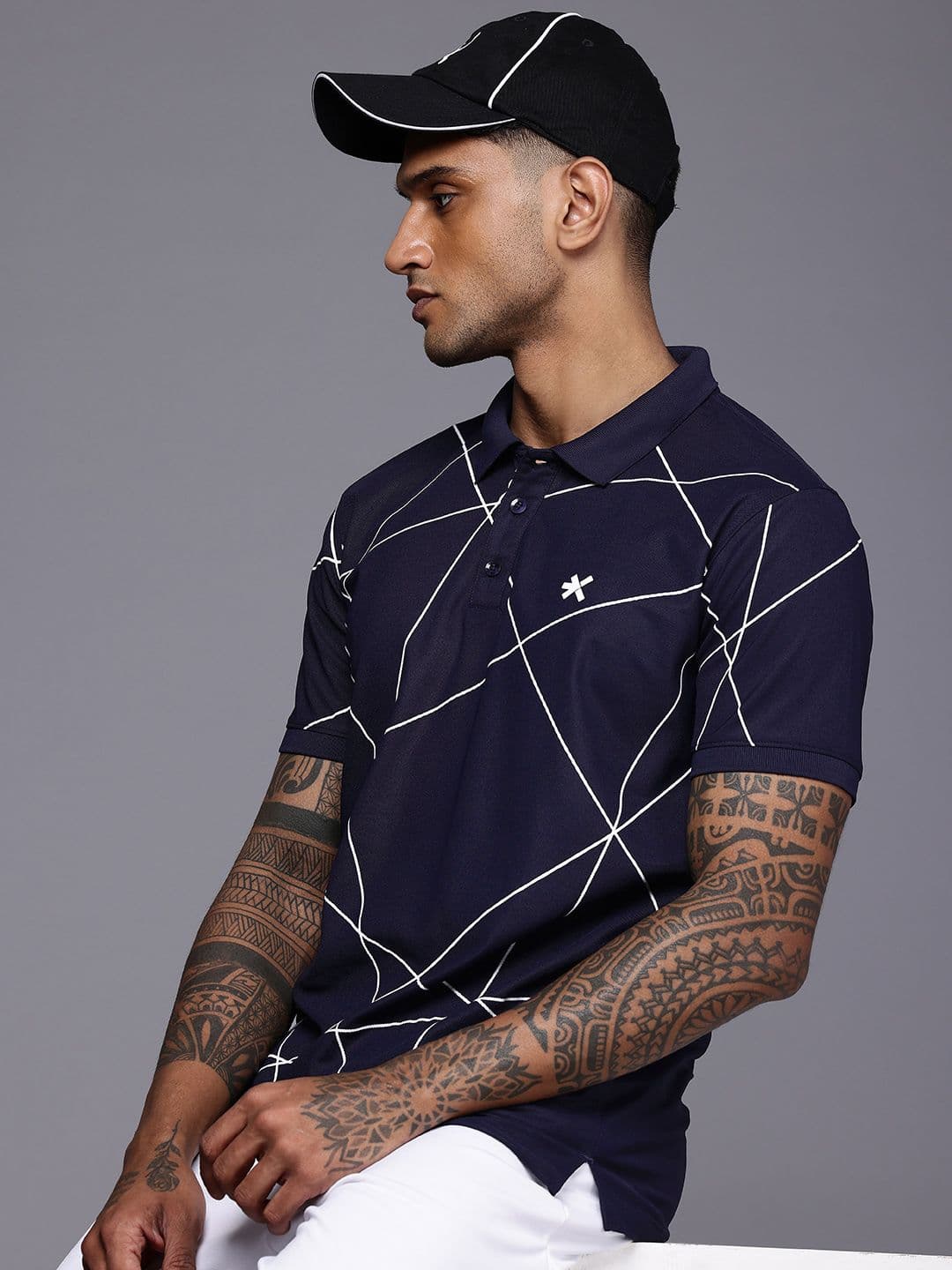 HRX by Hrithik Roshan Printed Polo Collar Rapid-Dry Tennis T-shirt - view 1