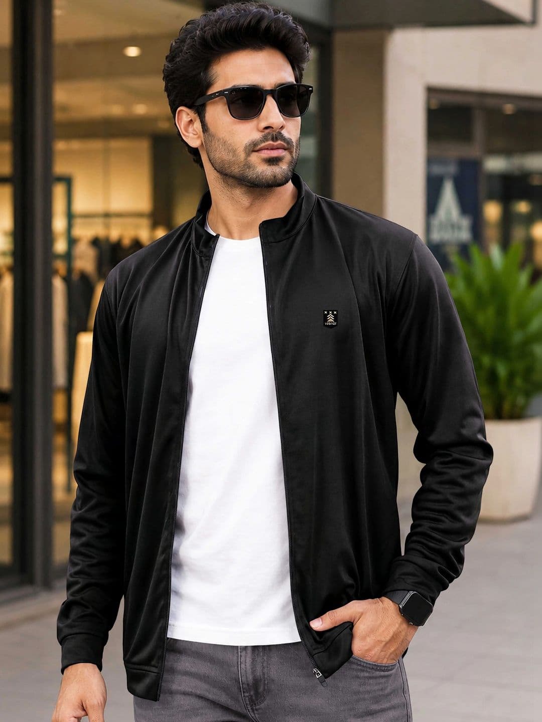 VeBNoR Men Solid Mock Collar Rapid Dry Bomber Jacket - view 1