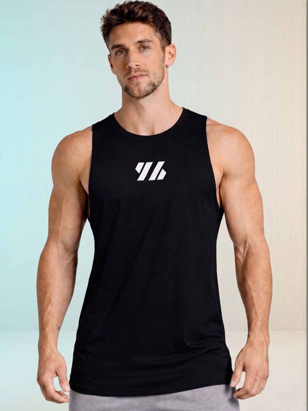 HRX by Hrithik Roshan Brand Logo Printed Round Neck Gym Innerwear Vests - view 1