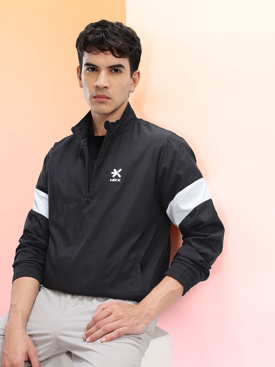 HRX by Hrithik Roshan Mock Collar Half-Zippered Bomber Jacket - view 1