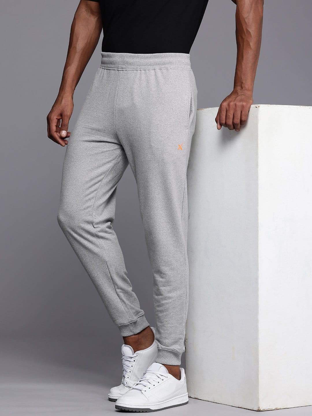HRX by Hrithik Roshan Men Grey Melange Solid Joggers - view 1