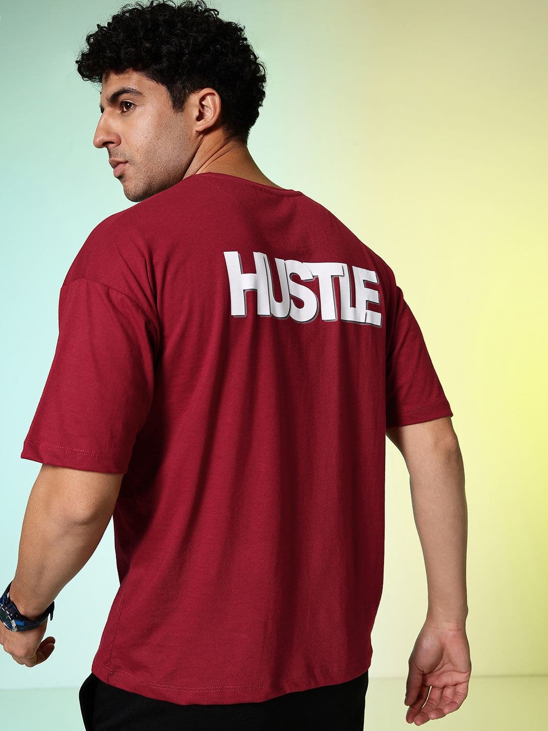 HRX by Hrithik Roshan Printed Drop-Shoulder Sleeves Oversized Pure Cotton T-shirt - view 1