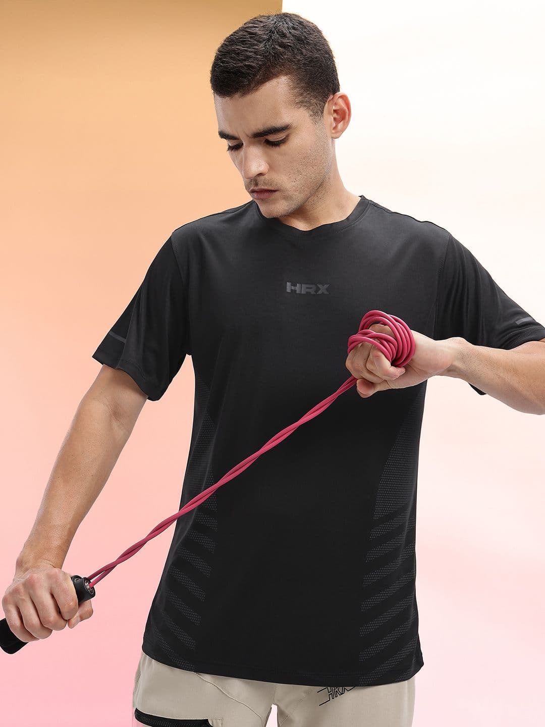 HRX by Hrithik Roshan Geometric Printed Rapid-Dry Training T-shirt - view 1