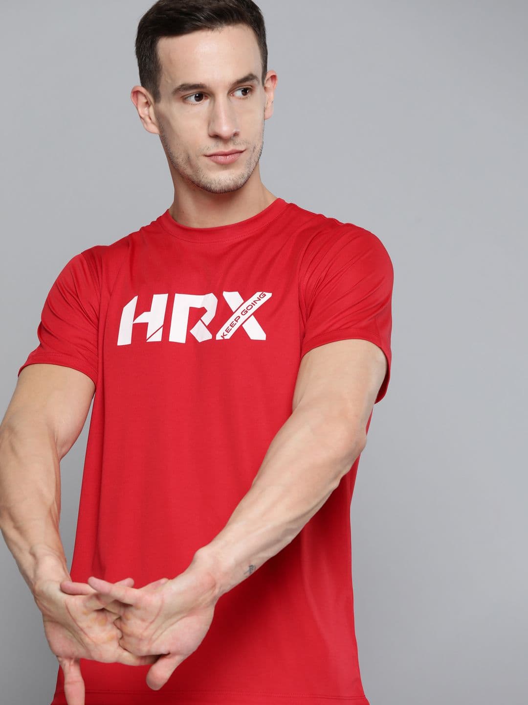 HRX By Hrithik Roshan Training Men Formula Red Rapid-Dry Brand Carrier Tshirts - view 1