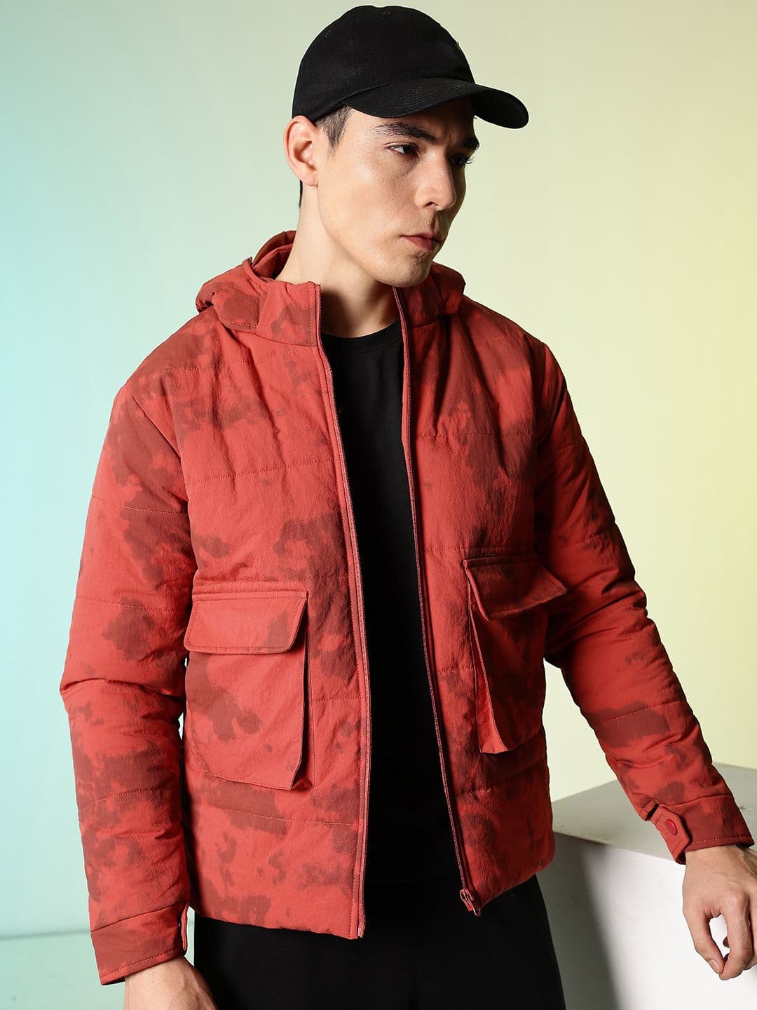 HRX by Hrithik Roshan Abstract Printed Outdoor Hooded Padded Jacket - view 1