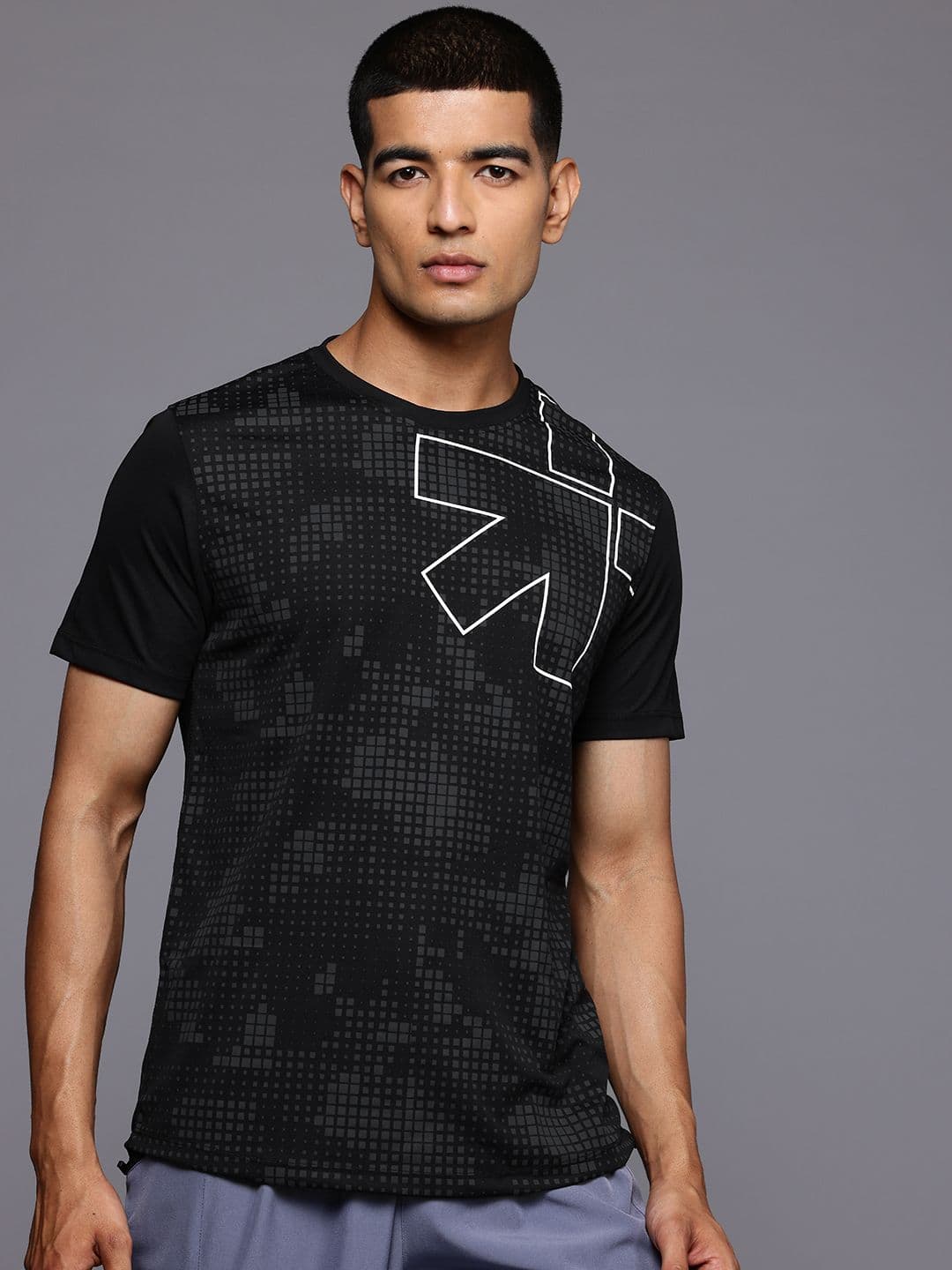 HRX by Hrithik Roshan Rapid-Dry Brand Logo Print Training T-shirt - view 1