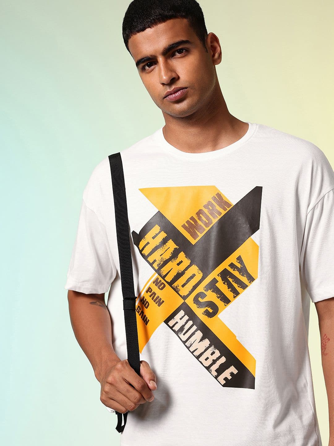 HRX by Hrithik Roshan Men Printed Drop-Shoulder Sleeves Oversized Pure Cotton T-shirt - view 1