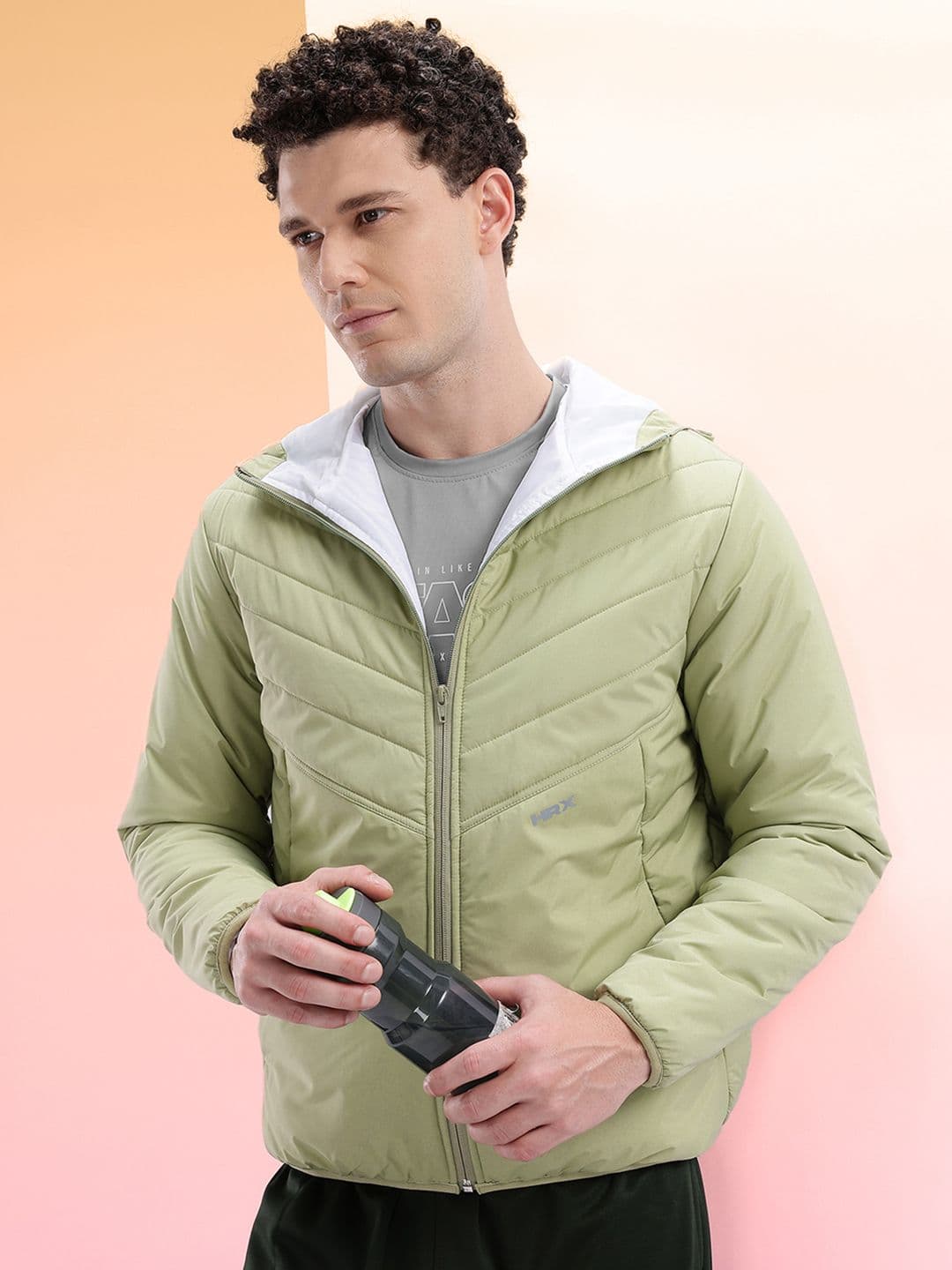 HRX by Hrithik Roshan Men Reflective Detail Hooded Running Padded Jacket - view 1