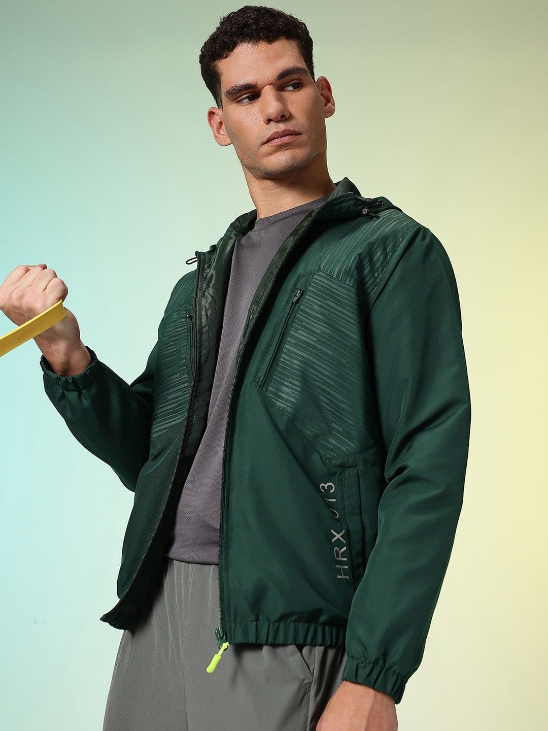 HRX by Hrithik Roshan Striped Typography Printed Rapid-Dry Training Sporty Jacket - view 1