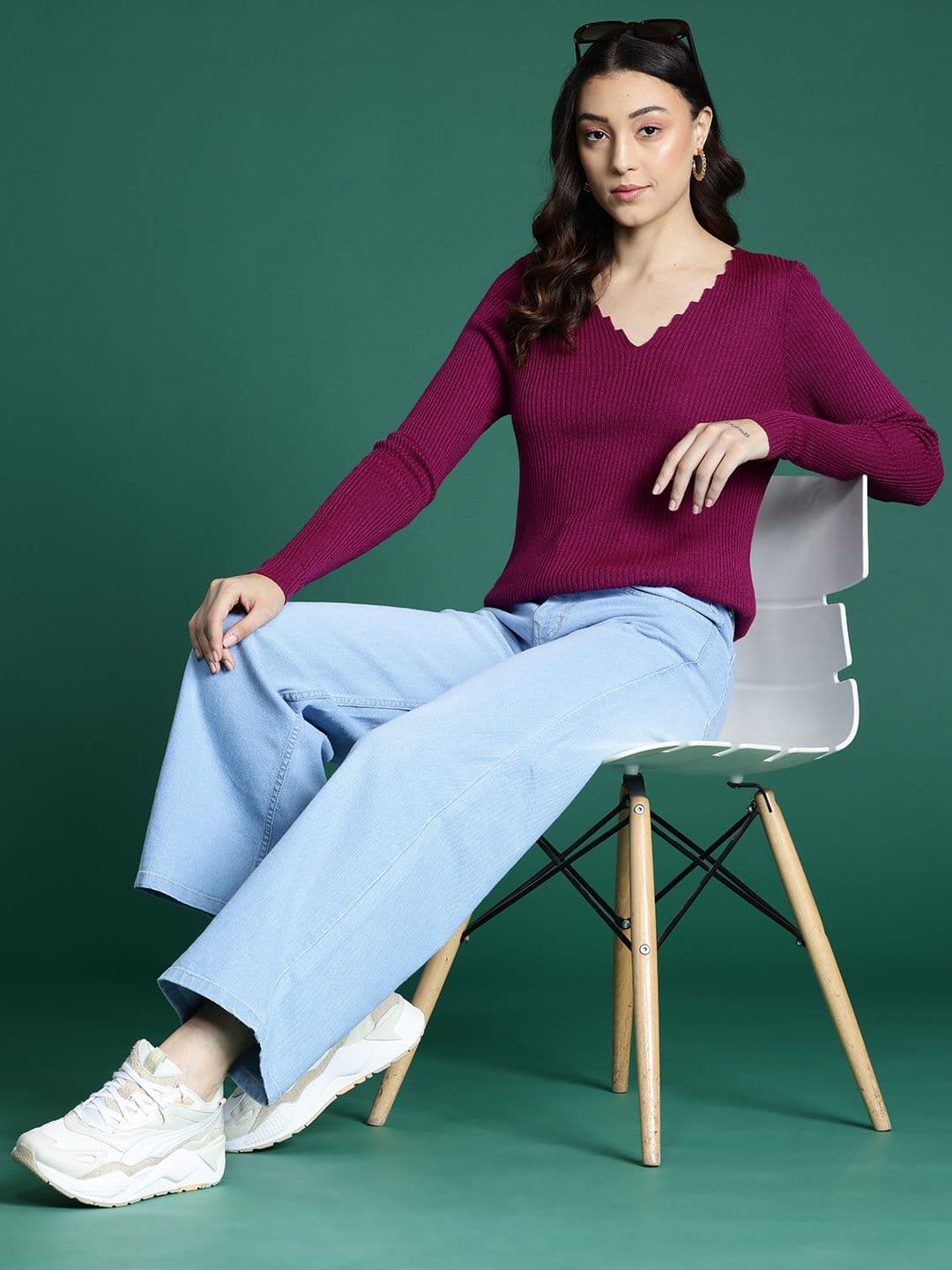 DressBerry Knitted V-neck Pullover - view 1