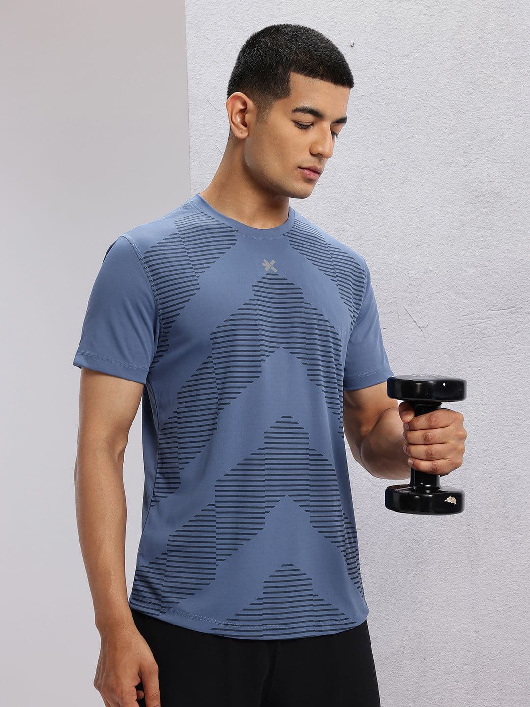 HRX by Hrithik Roshan Striped Rapid-Dry Training T-shirt - view 1