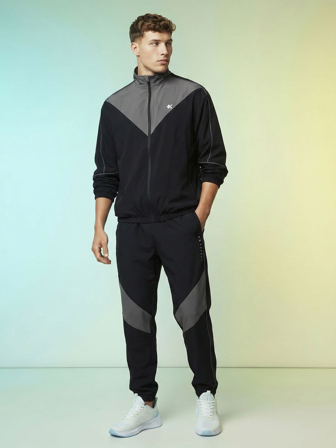 HRX by Hrithik Roshan Colorblocked Rapid-Dry Mock Collar Tracksuit - view 1