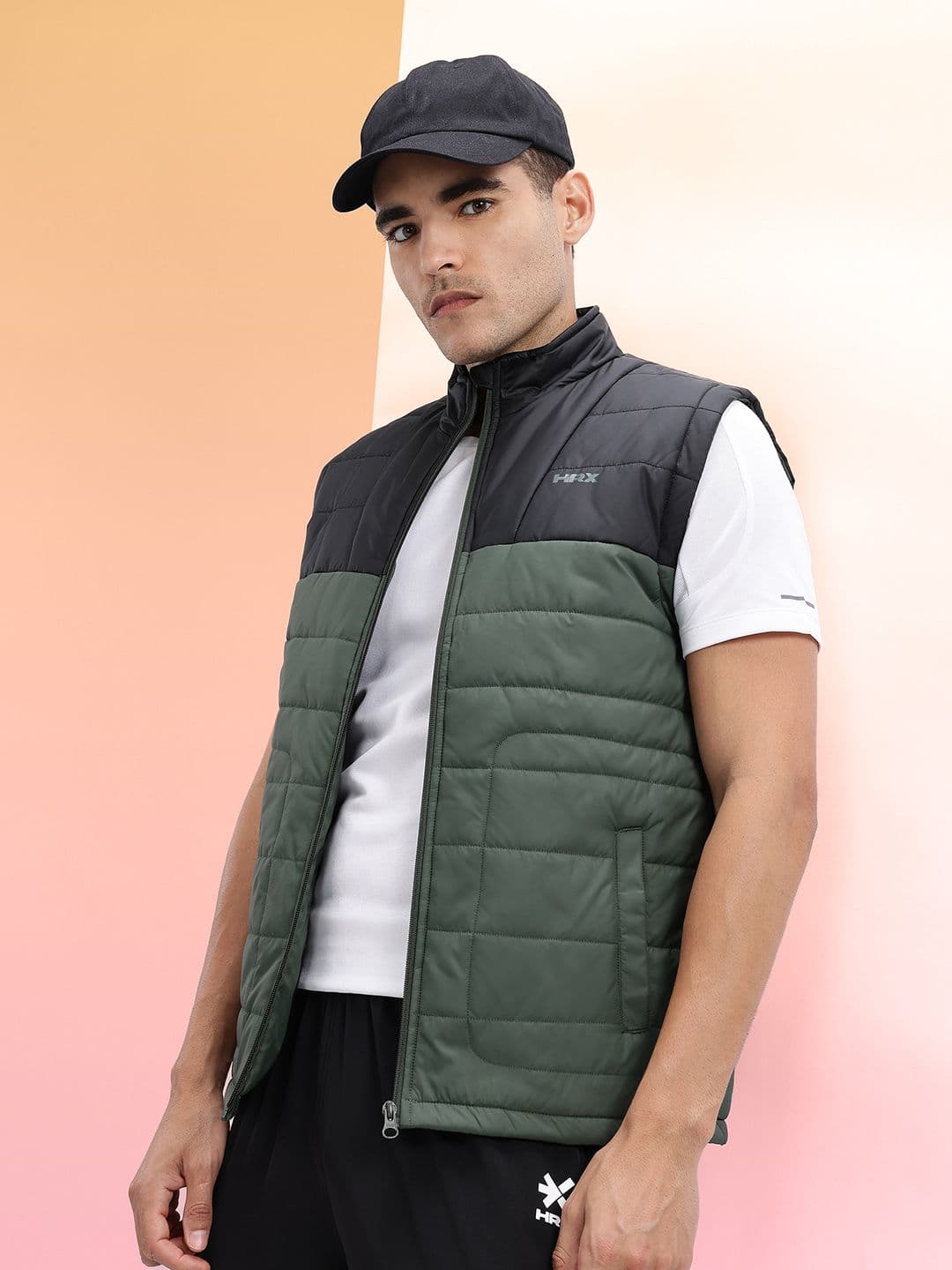 HRX by Hrithik Roshan Colourblocked Mock Collar Padded Gilet Jacket - view 1