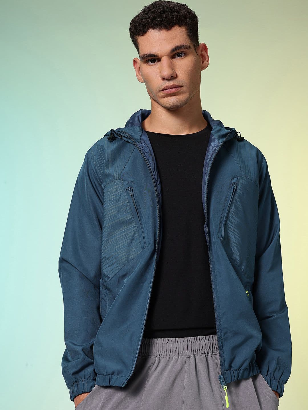 HRX by Hrithik Roshan Striped Typography Printed Rapid-Dry Training Sporty Jacket - view 1