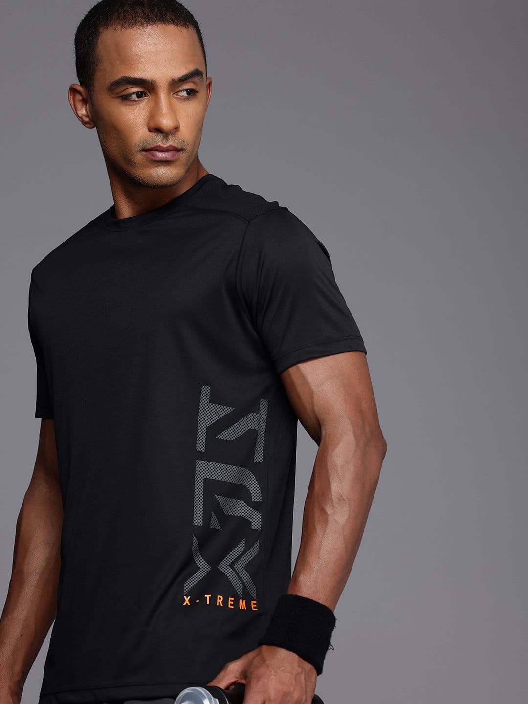 HRX by Hrithik Roshan Brand Logo Printed Rapid Dry Antimicrobial Finish Training T-shirt - view 1