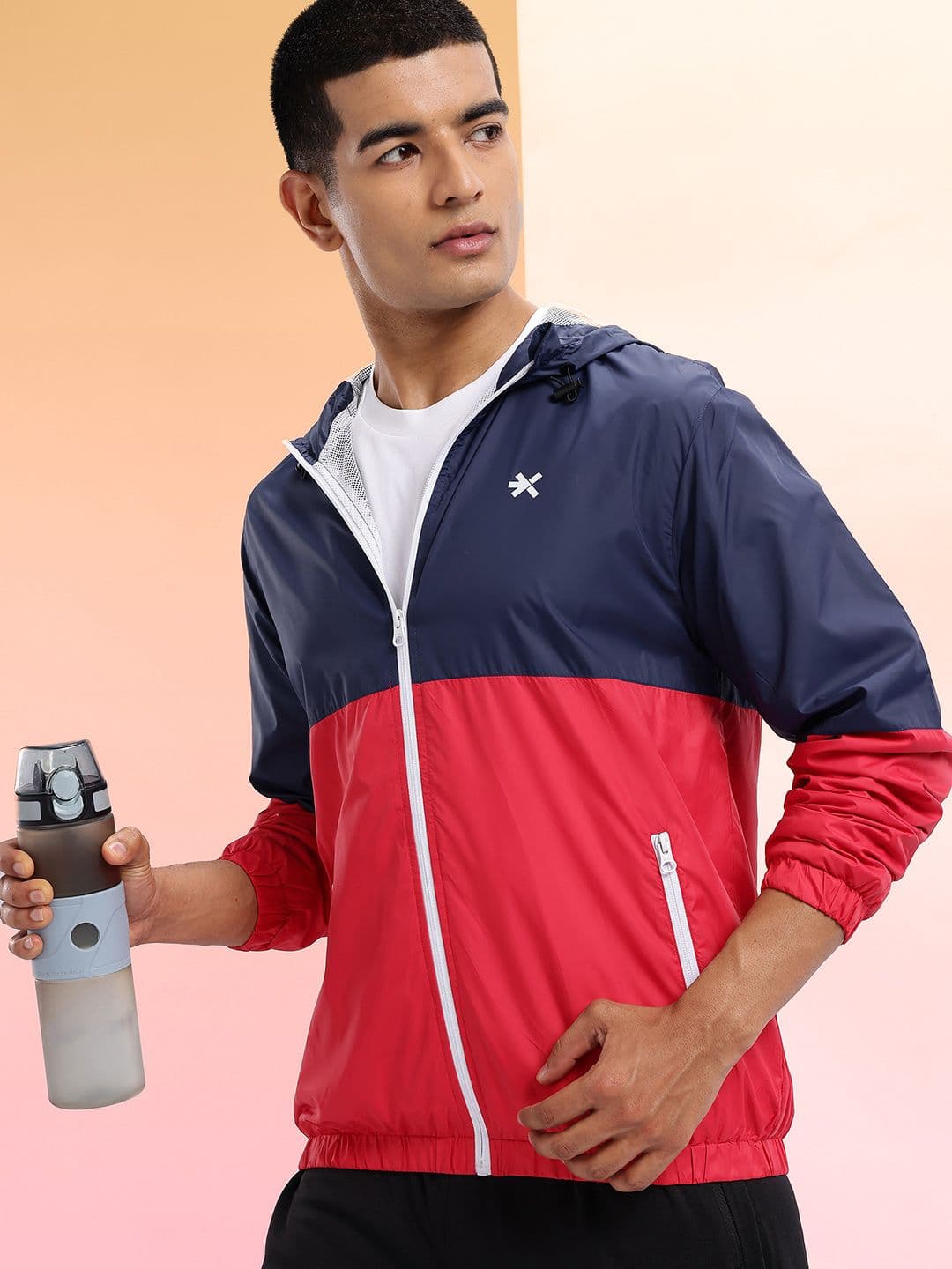 HRX by Hrithik Roshan Colourblocked Rapid-Dry Hooded Running Jacket - view 1