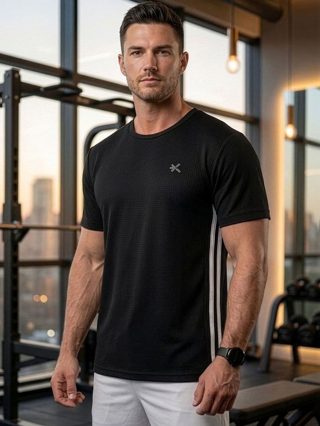 HRX by Hrithik Roshan Self Design Round Neck Regular Fit T-shirt - view 1