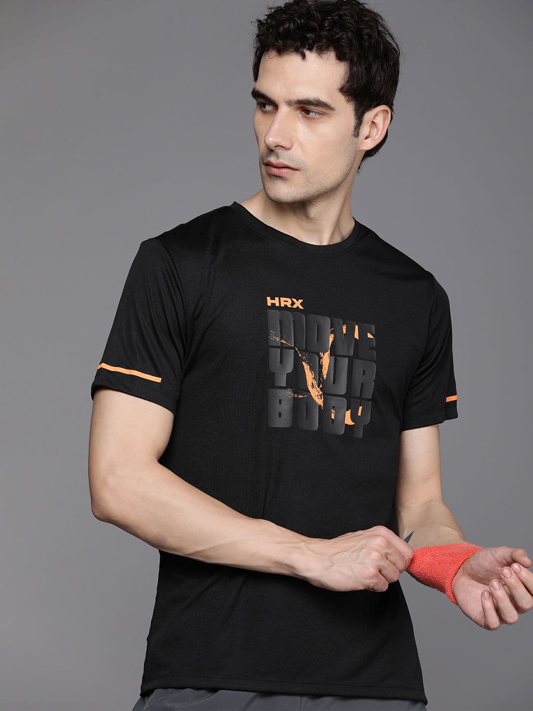 HRX by Hrithik Roshan Typography Printed Rapid-Dry Antimicrobial Training T-shirt - view 1