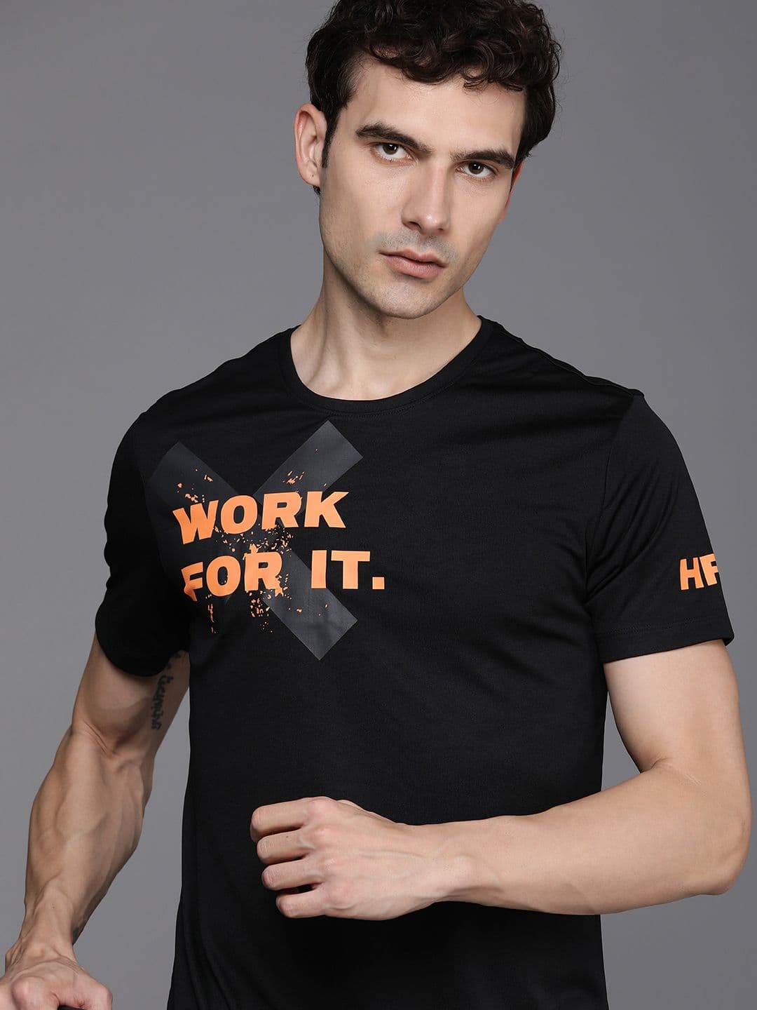 HRX by Hrithik Roshan Rapid Dry Antimicrobial Finish Typography Printed T-shirt - view 1