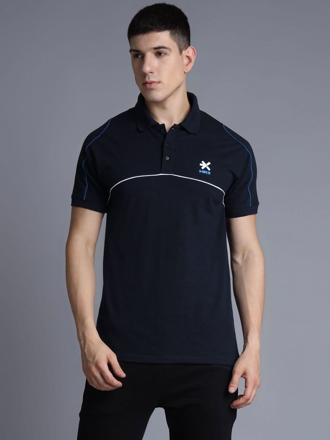 HRX by Hrithik Roshan Men Solid Polo Collar Cotton T-shirt - view 1