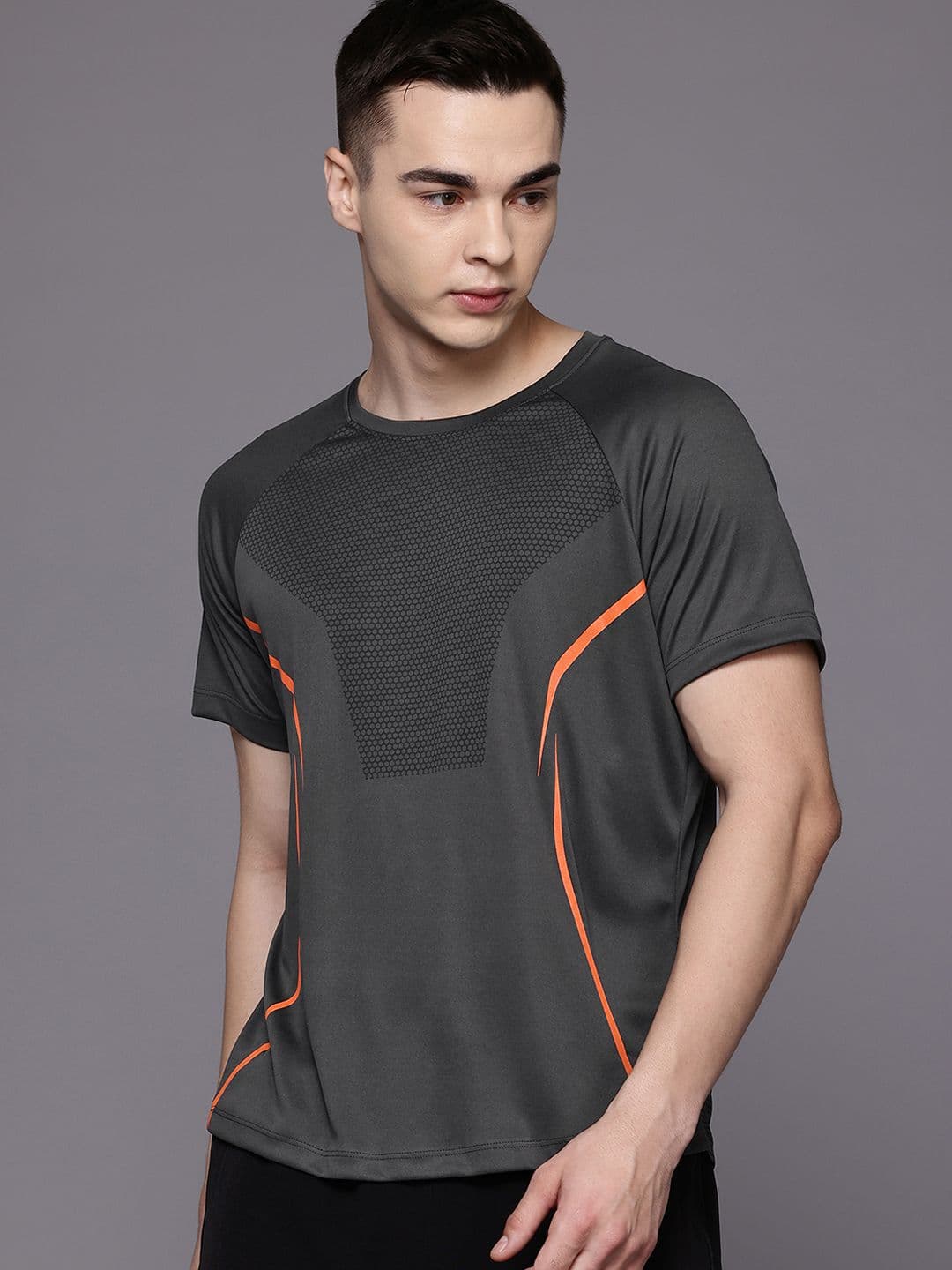 HRX by Hrithik Roshan Geometric Printed Rapid-Dry Training T-shirt - view 1