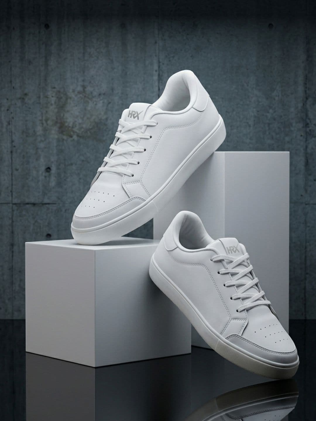 HRX by Hrithik Roshan Men White Perforations Comfort Insole Basics Sneakers - view 1