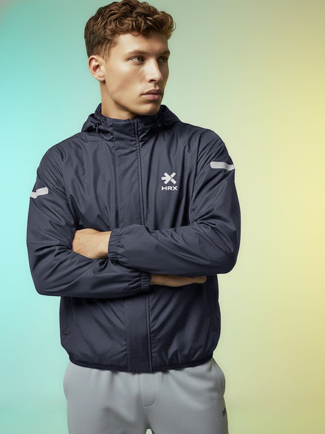 HRX by Hrithik Roshan Brand Logo Printed Sporty Jacket - view 1