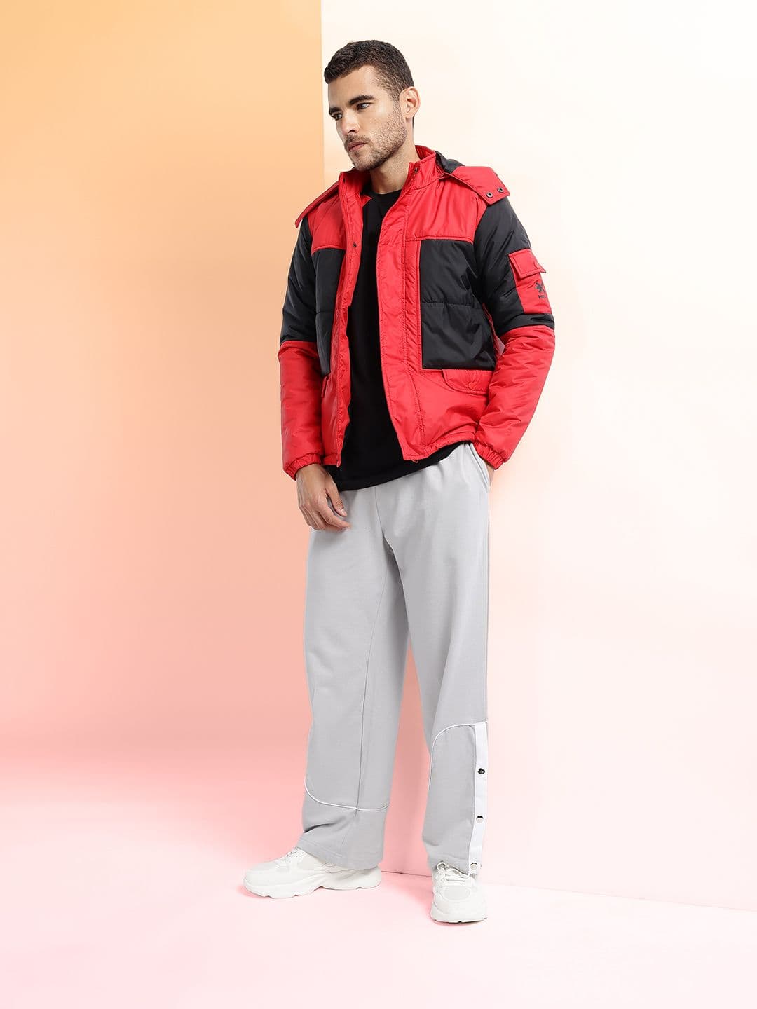 HRX by Hrithik Roshan Colourblocked Padded Lifestyle Jacket with Detachable Hood - view 1