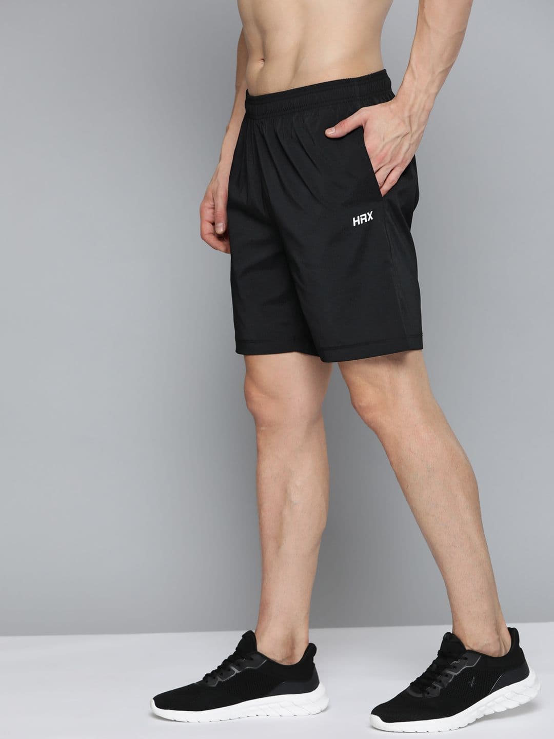 HRX By Hrithik Roshan Training Men Jet Black Rapid-Dry Brand Carrier Shorts - view 1