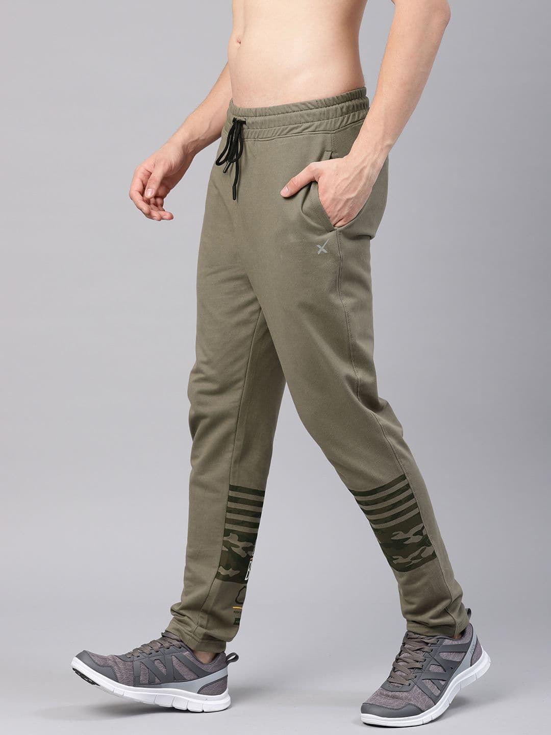 HRX by Hrithik Roshan Men Olive Green Camo Athleisure Track Pants - view 1