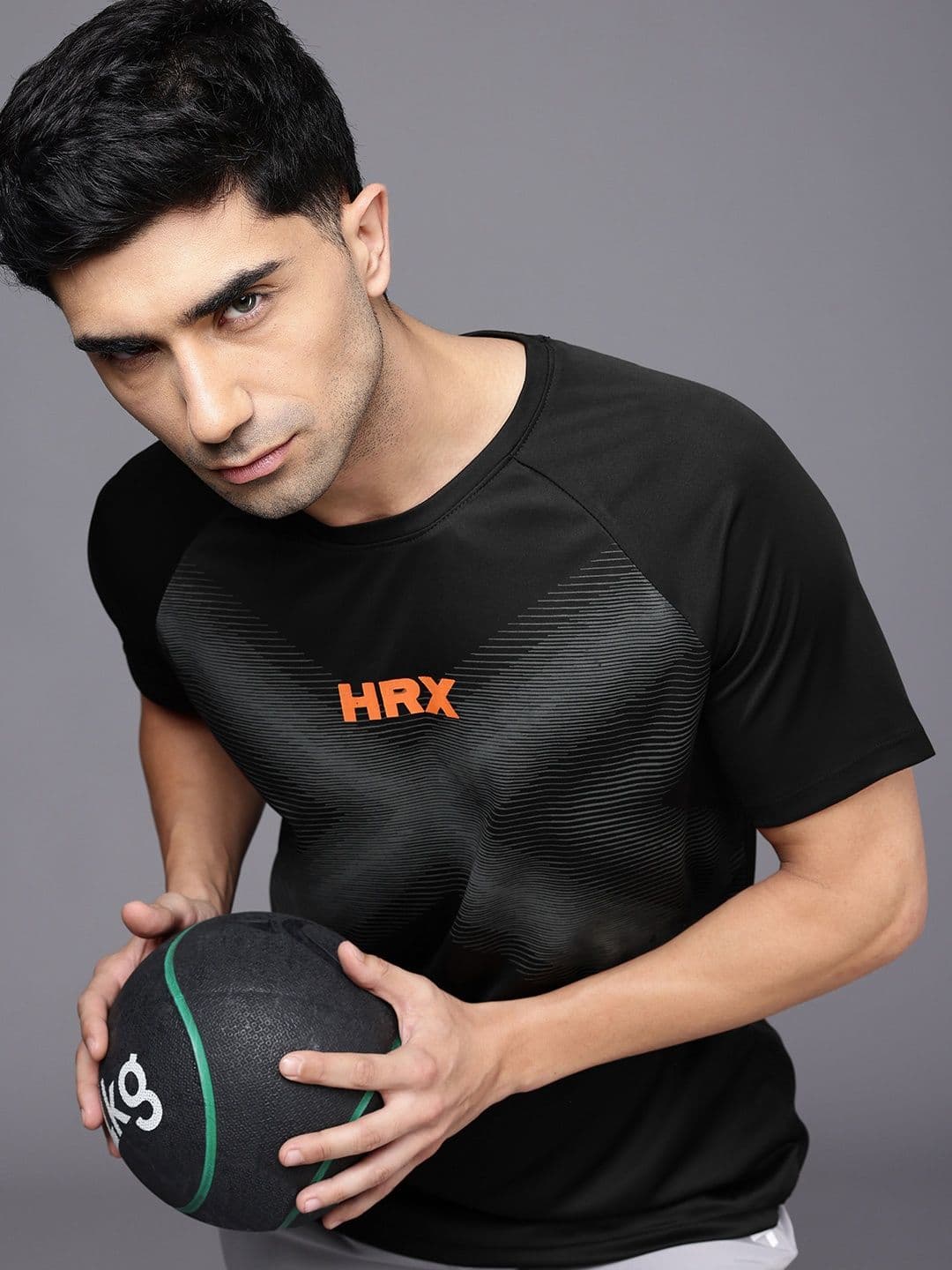 HRX by Hrithik Roshan Brand Logo Printed Raglan Sleeves Rapid Dry Training T-shirt - view 1